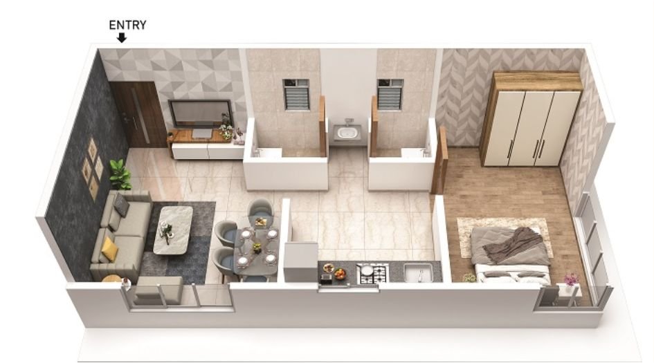 Makwise- Anuvidnyan-1BHK-3D-view